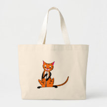 Tiger Playing the Oboe Canvas Bags