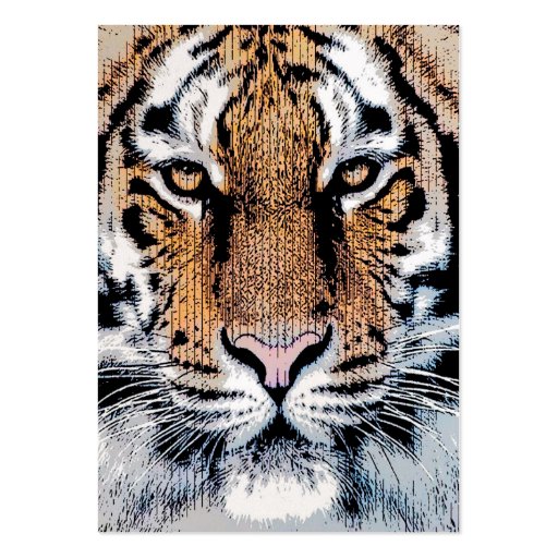 Tiger Portrait in Graphic Press Style Business Card Templates (front side)