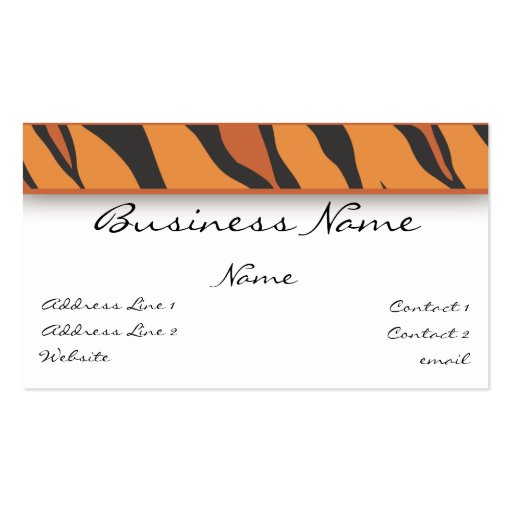 Tiger Print Business Card (front side)