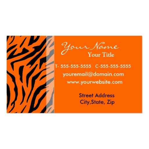 Tiger Print Business Card Template (back side)