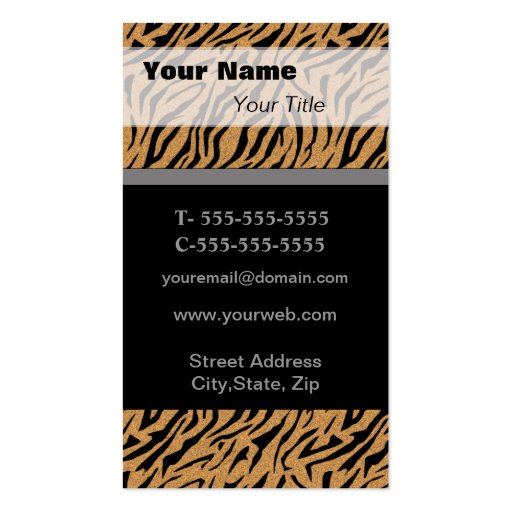 Tiger Print  Business Card Template (back side)
