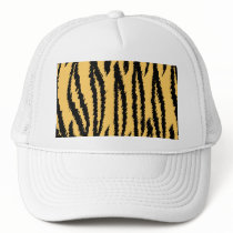 Tiger Print Pattern. Orange and Black. Hats