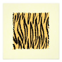 Tiger Print Pattern. Orange and Black. Custom Invitation