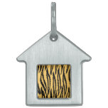 Tiger Print Pattern. Orange and Black. Pet Name Tags