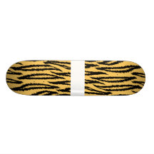 Tiger Print Pattern. Orange and Black. Custom Skate Board