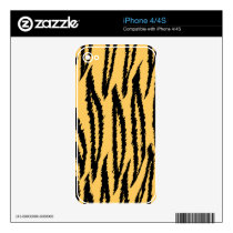 Tiger Print Pattern. Orange and Black. Skin For Iphone 4