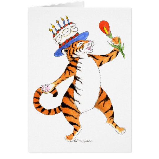 Tiger Sings Happy Birthday Greeting Card Zazzle