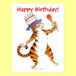 Tiger Sings Happy Birthday -Postcard postcards
