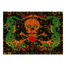 Tiger Skull Valentine Personalized Invitation