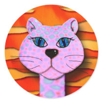 tiger round stickers