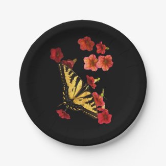 Tiger Swallowtail Butterfly on Flower Paper Plates 7 Inch Paper Plate