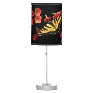 Tiger Swallowtail Butterfly on Flowers Desk Lamp