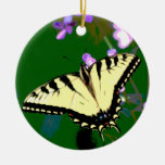 Tiger Swallowtail Butterfly on Wild Flowers Ceramic Ornament