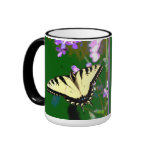 Tiger Swallowtail Butterfly on Wild Flowers Ringer Mug