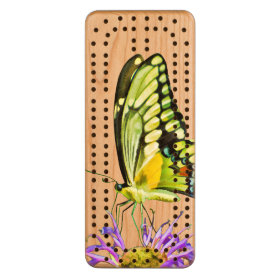 Tiger SwallowTail Butterfly Wood Cribbage Board
