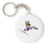 Tiger Swallowtail on Purple Butterfly Bush Keychains