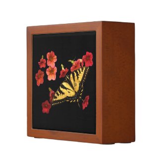 Tiger Swallowtail on Red Flowers Pencil Holder