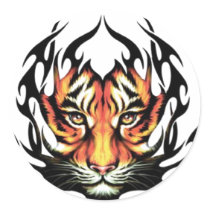 Tiger Tattoo Round Sticker