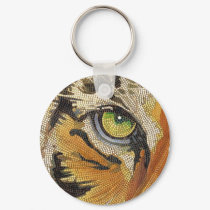 "Tiger Tiles" Tiger Face Mosaic Watercolor keychains