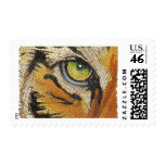 "Tiger Tiles" Tiger Face Mosaic Watercolor Postage Stamps