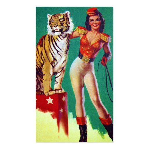 Tiger Trainer Pin-Up Girl Business Card Templates (front side)