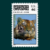 Tiger Wild-Cat Wildlife Artwork Postage stamps