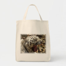 Tiger Yawn Grocery Tote Bag