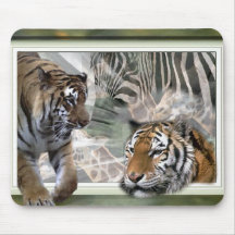 Tiger, Zebra, Giraffe, Lovers Gifts Mouse Pads
