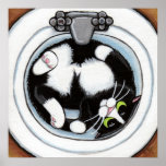 Tight Fit (v3) in Brown | Cat Art Print