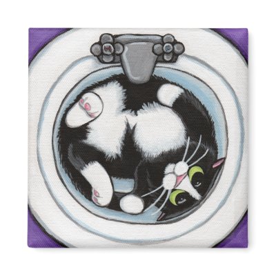 Tight Fit v.3 - Whimsical Cat Magnet by LisaMarieArt