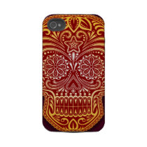 Tight Red and Yellow Sugar Skull Iphone 4 Tough Covers