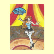 Tightrope Walker Circus art fantasy postcards postcards