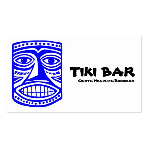 Tiki Bar - Blue, Black & White Business Cards (front side)