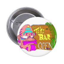 Tiki Bar is OPEN Pinback Buttons