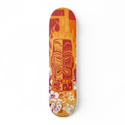 Tiki deck with flames skateboard decks by zazzleskateboards