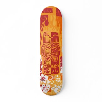 Tiki deck with flames skateboard