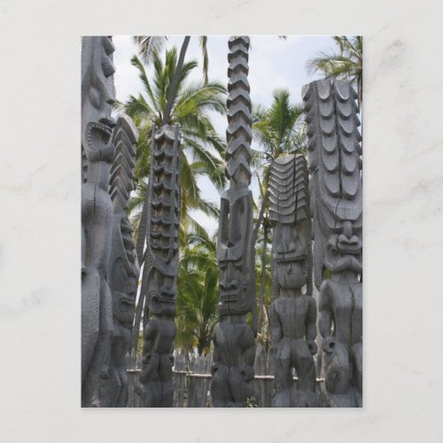 Tiki Guardians at Place of Refuge - Postcard postcard