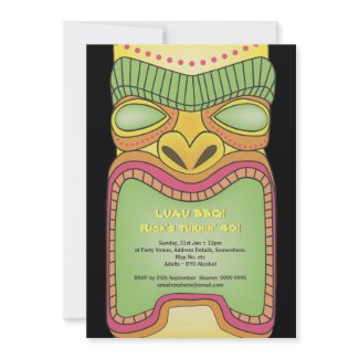 Tiki Luau Hawaiian Tropical Theme Beach Party invitation