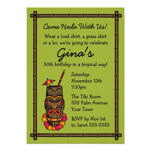 Tiki Luau Personalized Invitation