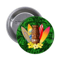 Tiki Mask And Surfboards Pin
