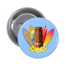 Tiki Mask And Surfboards Pins