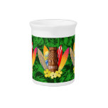 Tiki Mask And Surfboards Pitcher