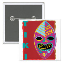 TIKI MASK PINBACK BUTTON