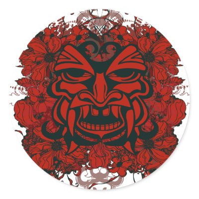Tiki Mask Sticker by brev87