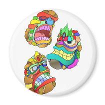 Tiki Masks Refrigerator Magnet
