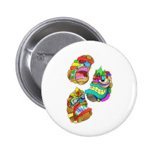 Tiki Masks Pinback Buttons