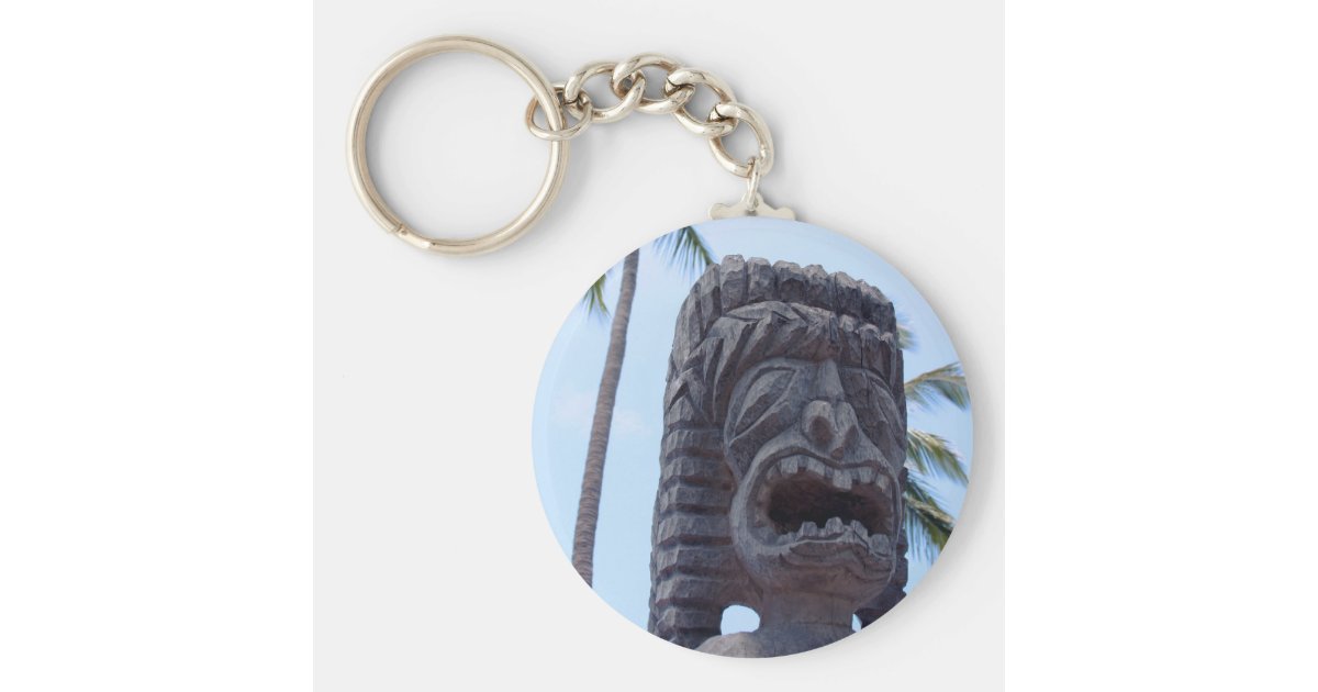 Tiki Statue in Kona, Hawaii Keychain Zazzle