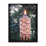 Tiki Torch - Bamboo Outdoor Torch with Flame Post Card Tiki Torch - Bamboo Outdoor Torch with Flame Post Card