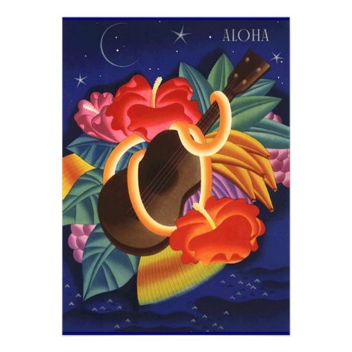 Tiki Ukulele Hawaiian Tropical Nights Invitation (front side)