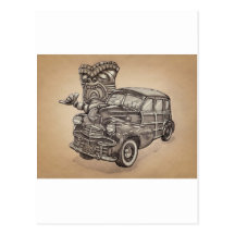 Tiki Woodie Postcards